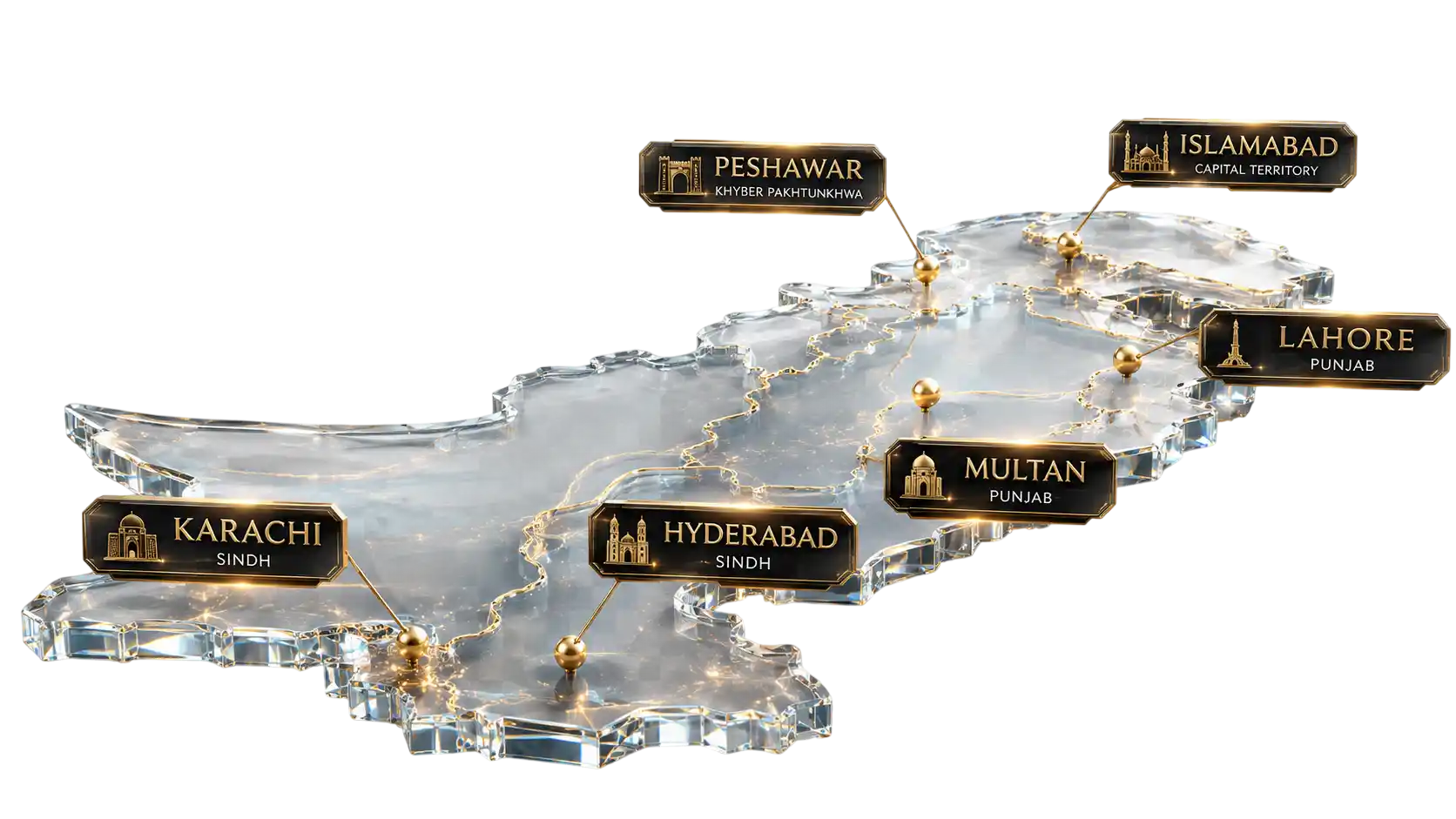 Map of cities across Pakistan covered by Vortex Elite Solutions