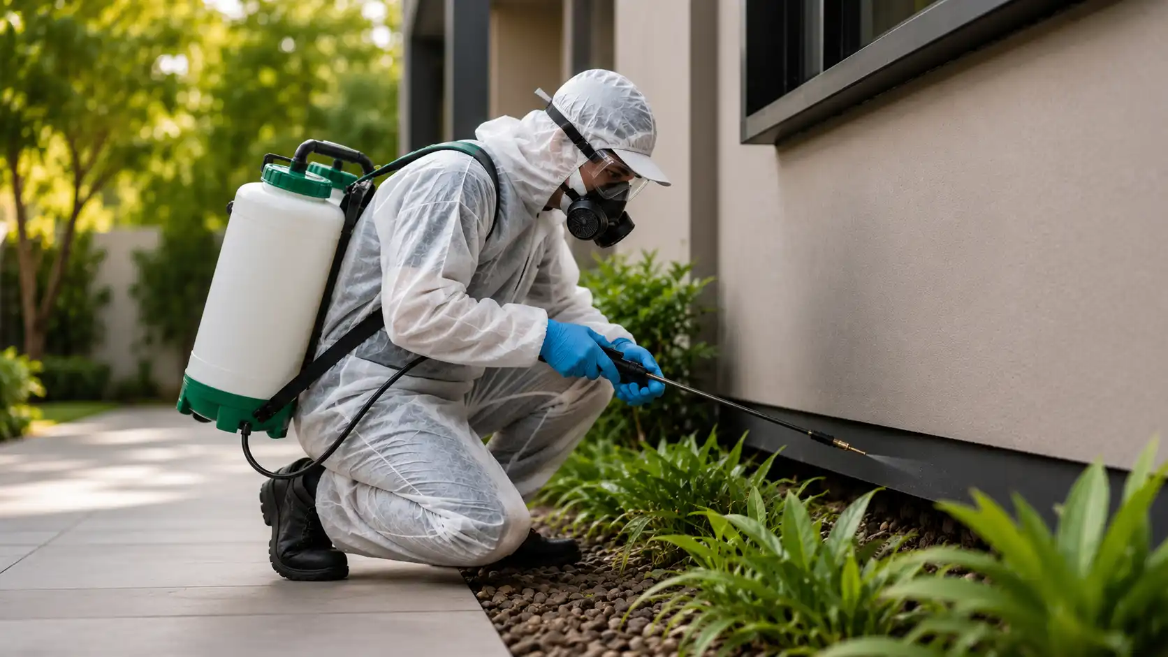 Professional technician performing property protection